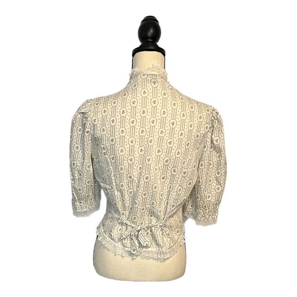 Vintage Sun n Fun Cottagecore Prairie Short Sleeve Floral Print Lace Size Large - Picture 6 of 8